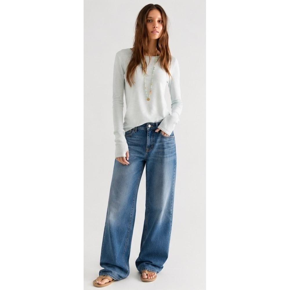 Anthropologie X Fidelity Denim Belladonna Low Rise Bootcut Coral Blue Sz:30 NWT